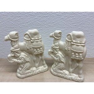 Vintage 2002 Party Line O Holy Night Wiseman Bisque Ivory Set Of 2 Candle Holder